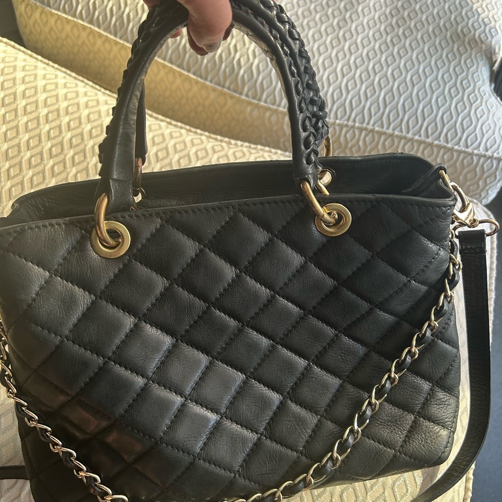 Black Quilted Leather Handbag